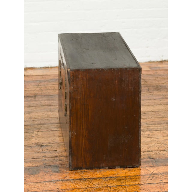 Brown Korean Late 19th Century Two-Toned Side Chest with Brass Butterfly Hardware For Sale - Image 8 of 13