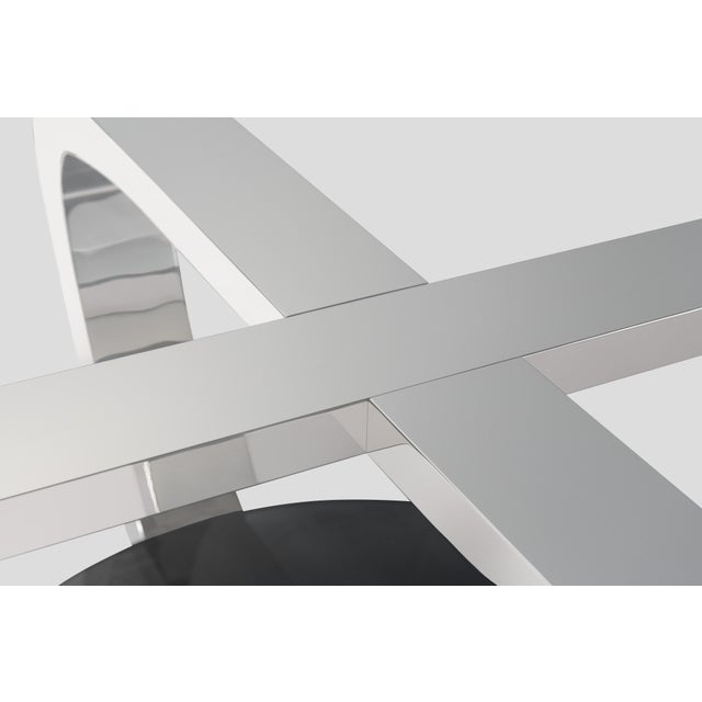 2010s Modern Greg Sheres Style Stainless Steel and Glass Cocktail Table For Sale - Image 5 of 6