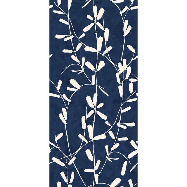 Contemporary Sample - Liripoe Wallpaper by Susan Hable in Indigo For Sale - Image 3 of 3