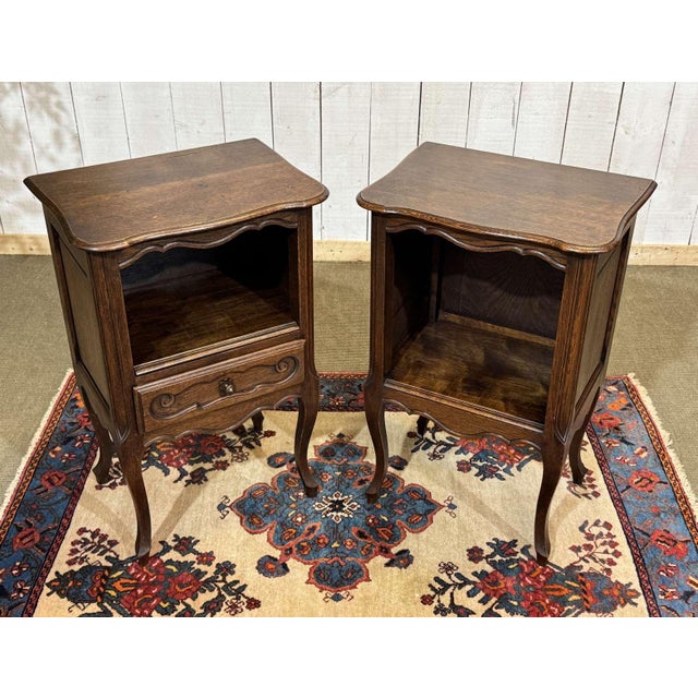 Louis XV Style Oak Bedside Tables, 1950s, Set of 2 For Sale - Image 4 of 10