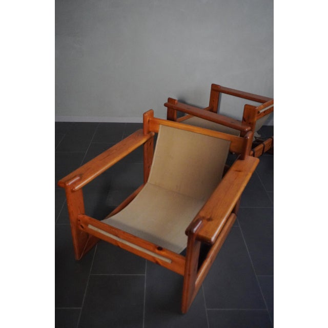 Pine and Fabric Armchairs in the style of Afra and Tobia Scarpa, 1970s, Set of 2 For Sale - Image 14 of 18