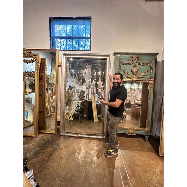 19th Century French Silver Leaf Mirror For Sale - Image 5 of 5