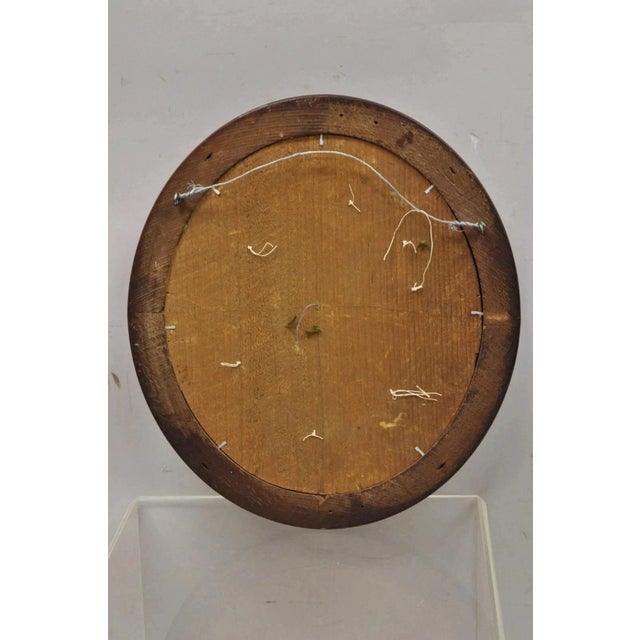 Early 20th Century Victorian Oval Mahogany Shadow Box Frame Felt Cotton Flower Mourning Wall Wreath For Sale - Image 9 of 11