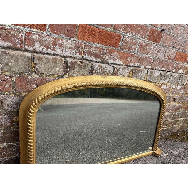 Antique English Arched Top Gilt Ribbed Overmantle Mirror, 1800s For Sale - Image 5 of 7