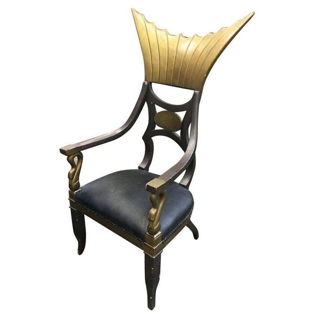 Traditional 1934 Cleopatra Prop Egyptian Throne Chair Used by Claudette Colbert For Sale - Image 3 of 8