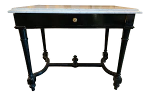 Napoleon 3 Black Lacquered Table W/ Marble Top