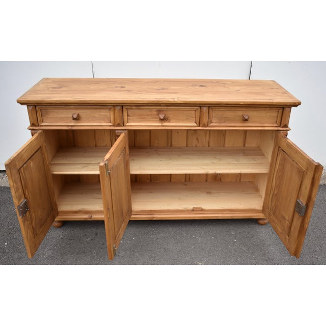 Pine Three Door Three Drawer Sideboard, Reproduction | Chairish