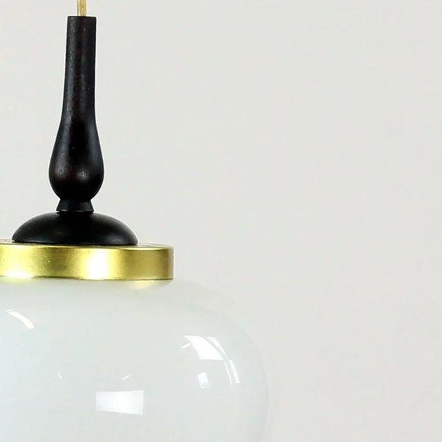 Mid-Century Modern Pendant Light with Two Opaline Lights, 1960s For Sale - Image 6 of 7