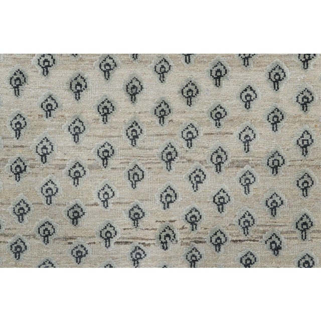 Rug & Kilim Contemporary Block Print Geometric Natural Silk Runner by Rug & Kilim, India For Sale - Image 4 of 8