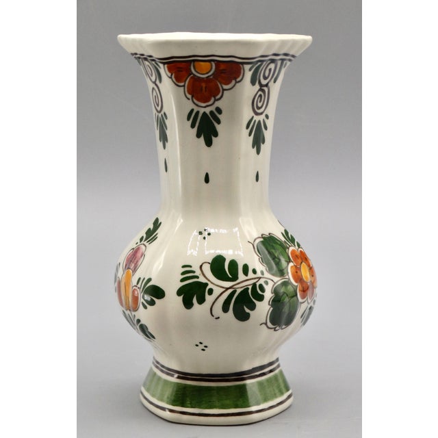 Vintage Dutch Delft Hand Painted Polychrome Vase For Sale - Image 6 of 9
