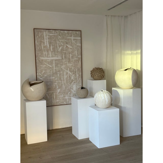 Dimensions: W 18.5” x D 18.5” x H 16.5” Material: stoneware Finishing: glazed Color: white Signature: artist stamp on the...