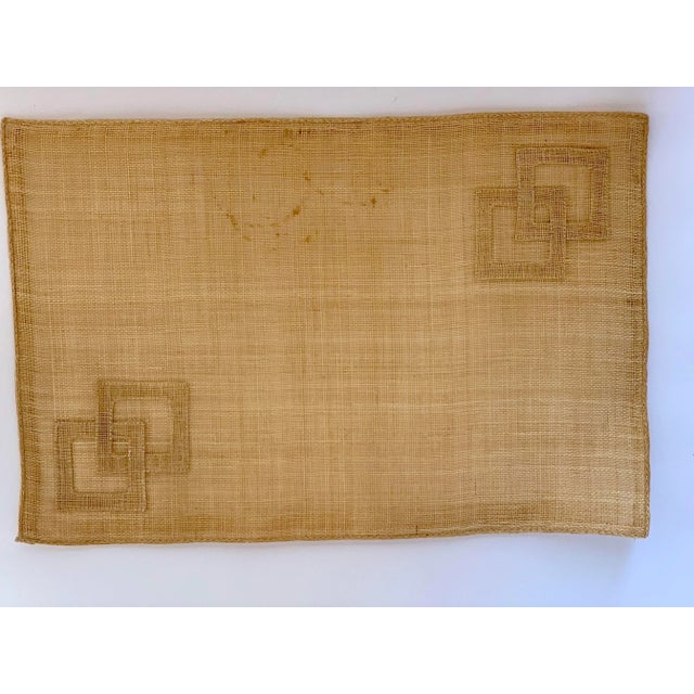 Tan Vintage 1980's Rectangular Hand-Loomed Raffia Placemats- Set of 4 For Sale - Image 8 of 13