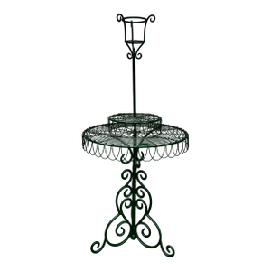 Three-Tier Circular Wire and Wrought Iron Plant Stand, Mid 20th Century