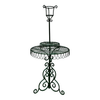 Three-Tier Wire and Wrought Iron Plant Stand For Sale