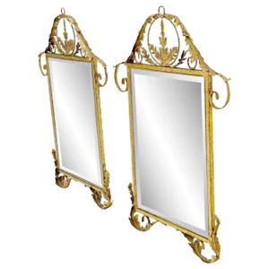 Regency Style Gilt Metal Rectangle Wall Mirrors - A Pair