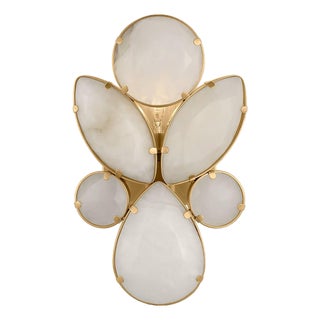 kate spade new york for Visual Comfort Signature Lloyd Small Jeweled Sconce in Soft Brass with Alabaster For Sale