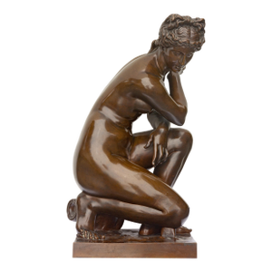 Crouching Venus Large Grand Tour Bronze Patinated Sculpture F. Barbedienne