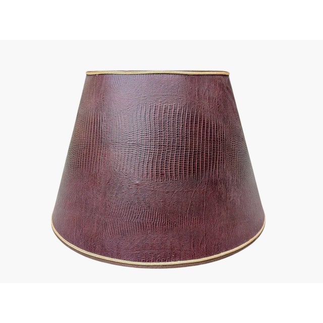 *" Please Read Entire Description ** Gold Lined Burgundy Faux Crocodile Alligator Skin Patterned Lamp Shade Made by...
