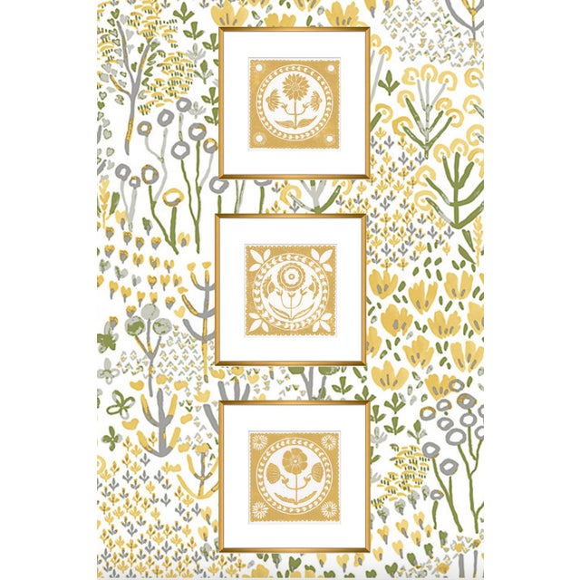 Folk Art 12x12" Framed Mustard Yellow and White Daffodil Flower Art Print Botanical Wall Decor For Sale - Image 3 of 3