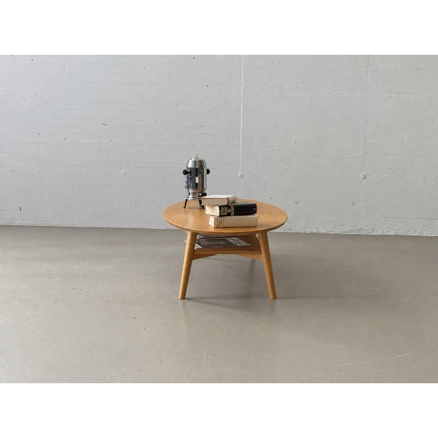 Mid-Century Scandinavian Oval Coffee Table with Shelf For Sale - Image 5 of 13