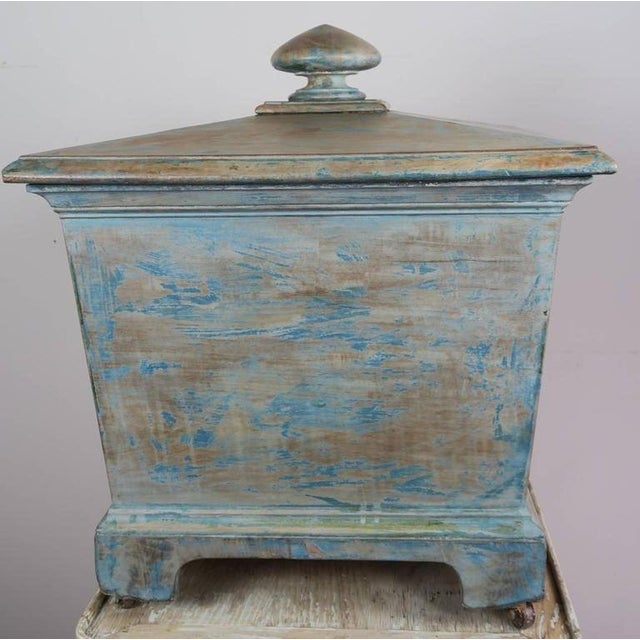 19th Century 19th Century English Antique Painted Wine Cooler, Wood & Metal For Sale - Image 5 of 9