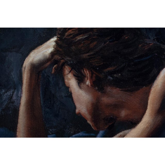 2010s Audrey #1 by Dave Seeley | Oil on Canvas on Board Nude figure reclining on dark fabric. For Sale - Image 5 of 5