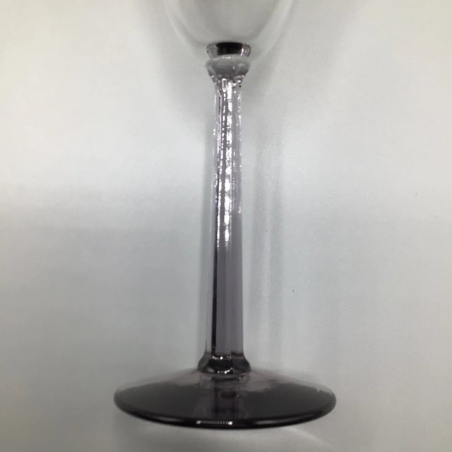 Amethyst Octagonal Stem 4 Champagne and 4 Wine Glasses-Set of 8 For Sale - Image 11 of 13