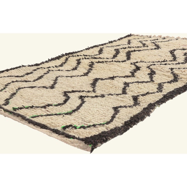 22045 Vintage Azilal Boucherouite Moroccan Rug, 03'07 x 05'09. The Sacred Horizon: A Vintage Azilal Moroccan Masterpiece...