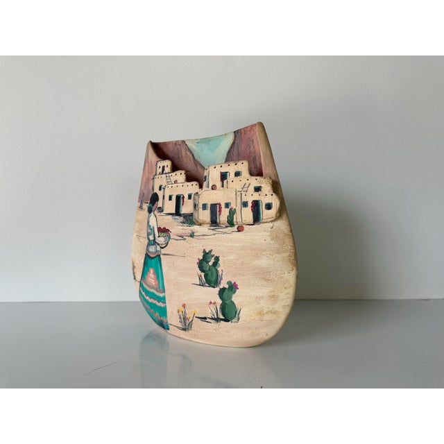 1980s 1980's Terri Brody Elenzweig Southwest Pueblo Art Hand Painted Ceramic Vase For Sale - Image 5 of 11