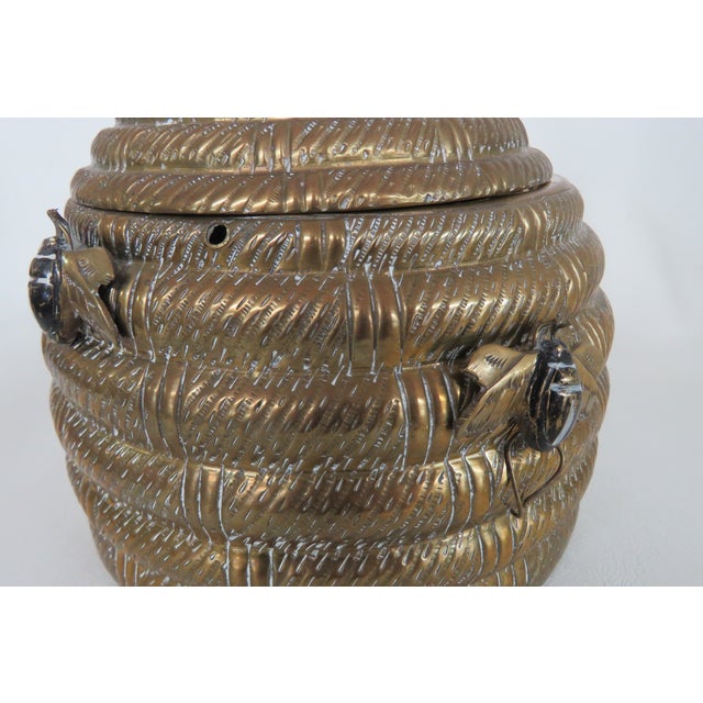 1960s Signed Mottahedeh Brass Beehive Lidded Jar Pot Container Box 4710b For Sale - Image 11 of 13