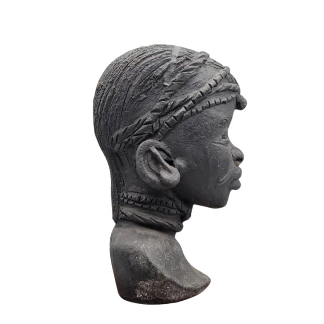 Realism Late 20th Century Signed Flora Busia Sculpted Clay Bust of Maasai Woman For Sale - Image 3 of 10