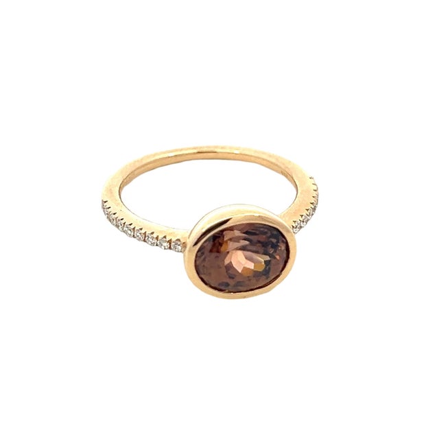 Natural Zircon Diamond Ring Size 6.5 14k Y Gold 3.52 TCW Certified For Sale - Image 4 of 18