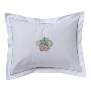 Cream Hydrangea Basket Boudoir Pillow Cover, Embroidered For Sale