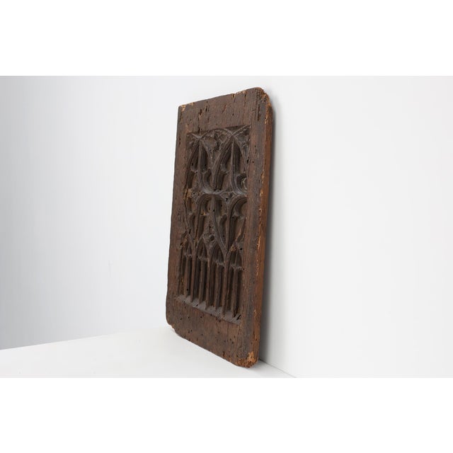 Gothic Carved Oak Relief Panel, France, 15th Century For Sale - Image 3 of 10
