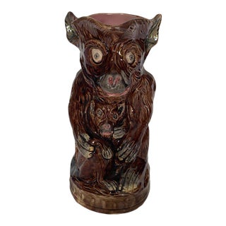 1880 Majolica Monkey and Baby Pitcher For Sale