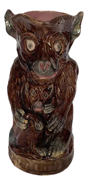 1880 Majolica Monkey and Baby Pitcher