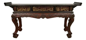 Late 19th Century Antique Chinese Carved Altar Table / Entry Console