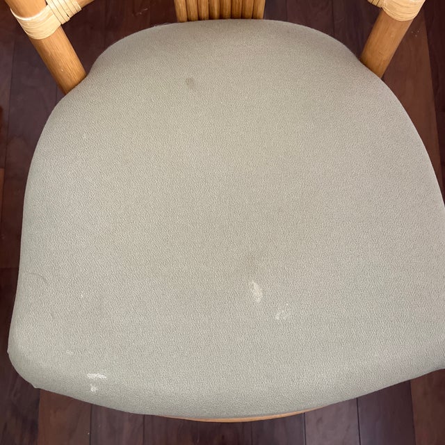 Wood Rattan Dining Table and 6 Chairs - Set of 8 For Sale - Image 7 of 12