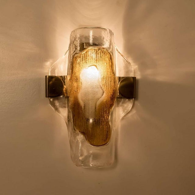 Murano Clear and Orange Glass Wall Lights, 1970s, Set of 2 For Sale - Image 7 of 12