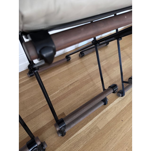 Animal Skin Attributed Thomas Hayes Studio Iron and Rolled Leather Counter Stools - Set of 3 For Sale - Image 7 of 7
