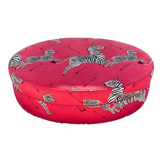 Vintage Lee Industries Ottoman in Scalamandre’s Masai Red Upholstery For Sale