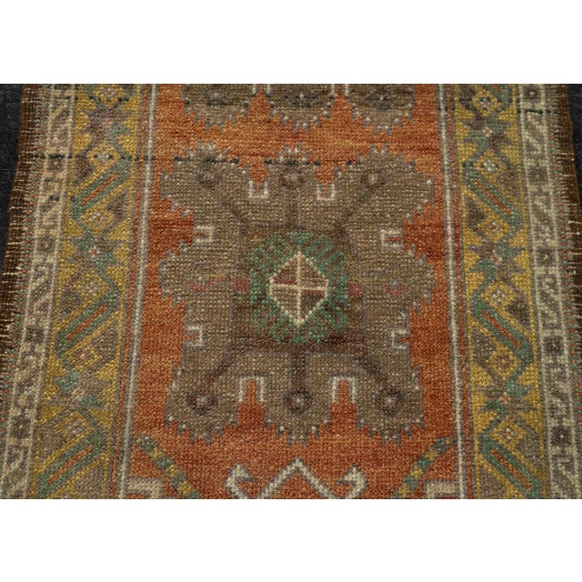 Turkish Mini Rug Oriental Hand Knotted Vintage Rug 1'7" x 3'6" #21032 For Sale - Image 4 of 8
