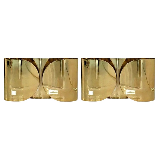 Mid-Century Foglio Italian Brass Sconce by Tobia Scarpa, Set of 2 For Sale