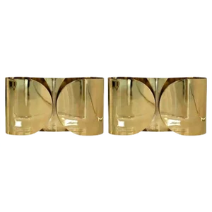 Mid-Century Foglio Italian Brass Sconce by Tobia Scarpa, Set of 2