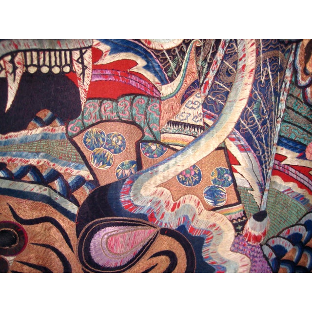 Chinese Large Silk Embroidered Opera Curtain Tapestry 19 Century For Sale - Image 15 of 18