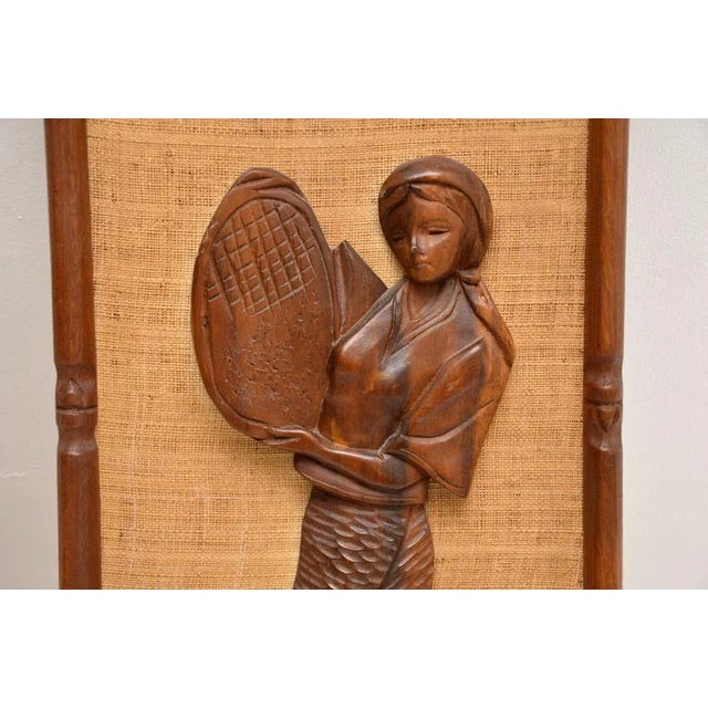 Brown Decorative Carved Walnut Reliefs Wall Art, 1960s, Set of 2 For Sale - Image 8 of 12