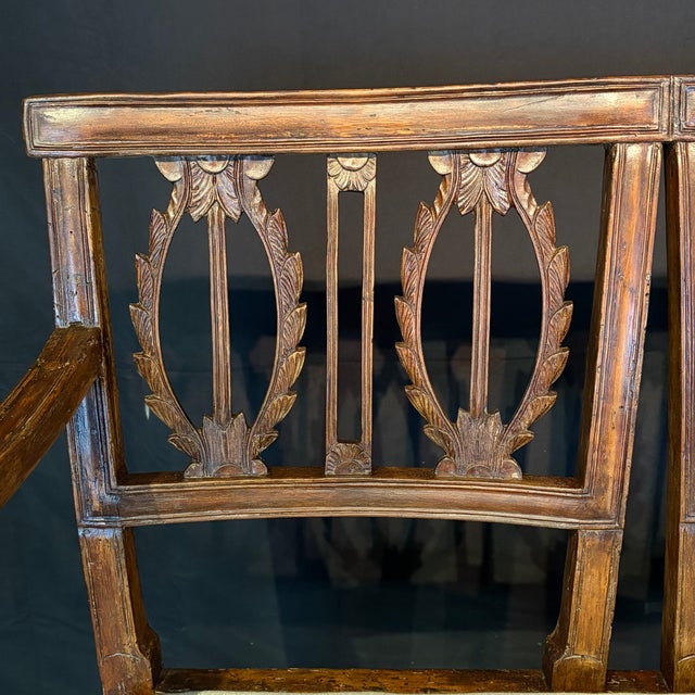 18th Century Italian Carved Wood and Newly Upholstered Loveseats-a Pair For Sale - Image 9 of 12
