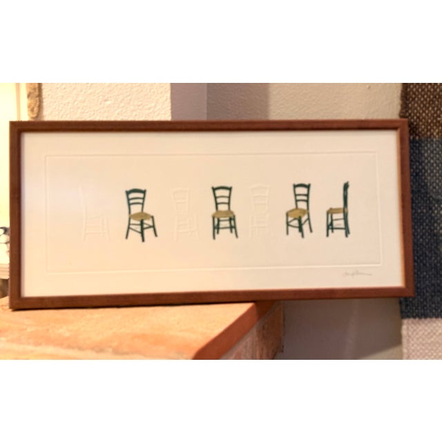Figurative Vintage Greece 7 Embossed and Hand Painted Chairs Original Framed Art For Sale - Image 3 of 15