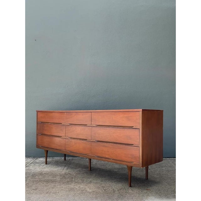 Vintage MCM Danish Teak Nine-Drawer Dresser For Sale - Image 10 of 13