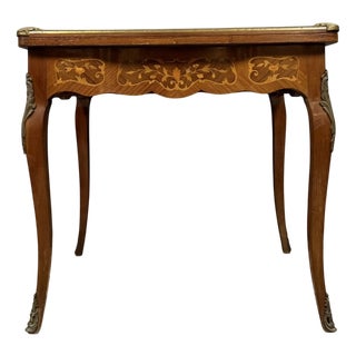 Louis XV Style Marquetry Game Table with Geometric Decoration, 1850s For Sale
